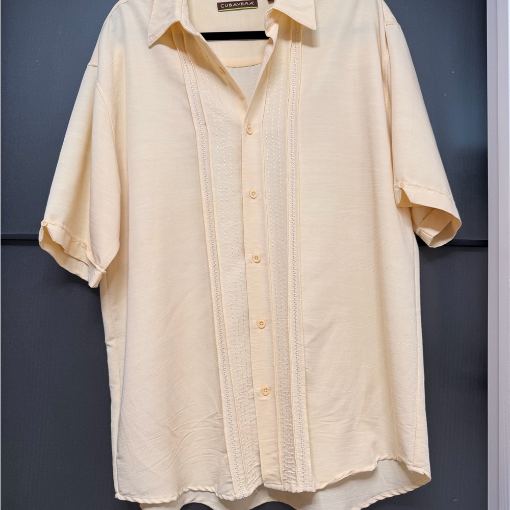 Cubavera Men's Tan Button Down Resort Shirt Size XL